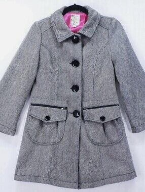 Tulle Black & White Herringbone Pea Coat